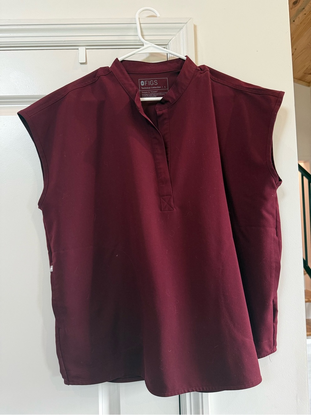 FIGS Sleeveless V-Neck Medical Top — Maroon